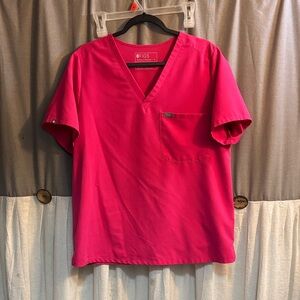 Figs shocking pink scrub top xl